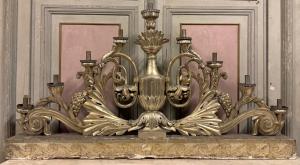 LAMP246 - Candeliere argentato, epoca '700, misure cm L 138 x H 76 x P 14